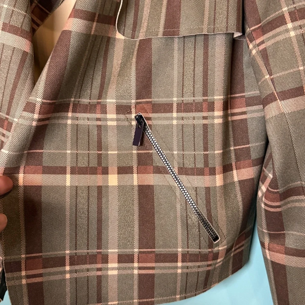 Kut from the Kloth Plaid Blazer - Olive, Brown and Tan - Picture 3 of 8